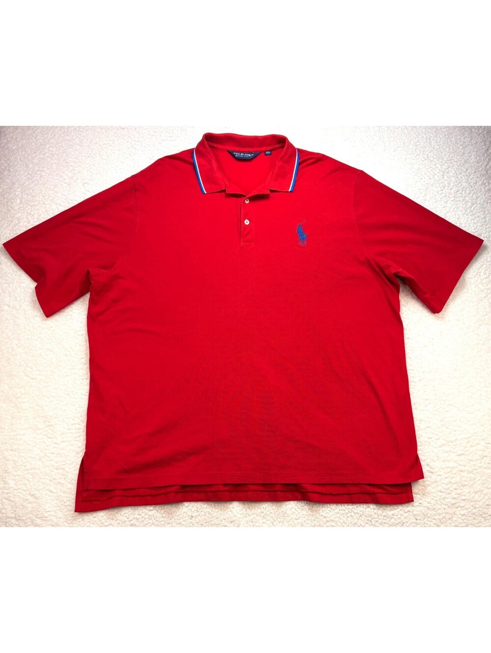 Polo Golf Big Pony Shirt 2XL Pima Cotton Red Blue Trim Ralph Vintage